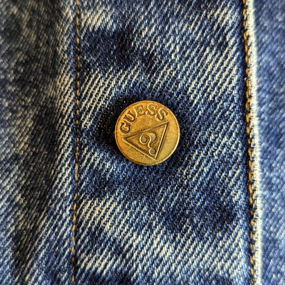 Vintage GUESS Denim Trucker Jean Jacket Georges Marciano Stonewash Blue Large - Picture 8 of 14